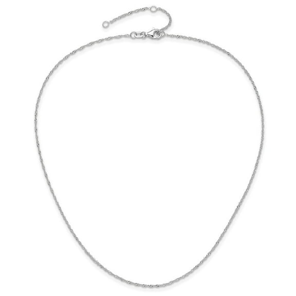Auriga Fine Jewelry 10K White Gold 1.25 mm Singapore 1in 1in Adjustable Chain Necklace for Women 18"
