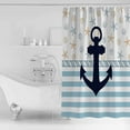 thumbnail image 4 of 72x78 Inch Shower Curtain Coastal Nautical Bathroom Decor Waterproof Fabric Bathtub Bath Curtains Decorative Blue Striped Starfish Shell Beach Extra Long Shower Curtain Set with Hooks, 4 of 6