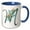 Blue/White, variant on 3drose, Green Boho Lily Monogram Initial M, 11oz Mug