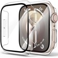 thumbnail image 1 of Yanonmyfd Funda rígidas para PC compatibles con Apple Watch Series 6 5 4 SE, funda protectora completa con protector de pantalla de vidrio templado para iWatch 40mm (Azul Marino), 1 of 16