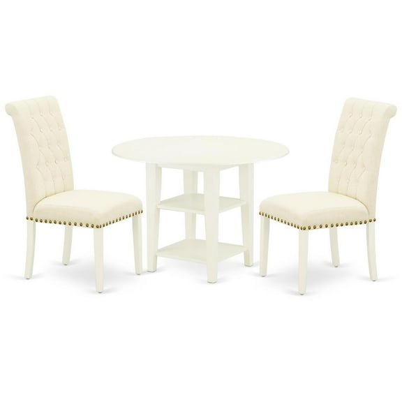 East West Furniture Dining Room Set Linen White, SUBR3-LWH-02
