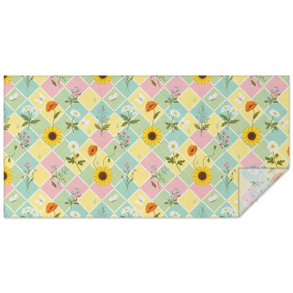 Pioneer Flower Floral Print Pattern Rectangle Tablecloth 60"x120", Waterproof Polyester Wipeable Spillproof Table Cover for Dining Camping Indoor and Outdoor Use