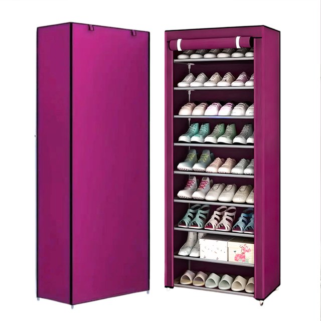 Estante Organizador para Zapatos de 9 Niveles | Acero Inoxidable | Almacenamiento de Calzado | Tela Impermeable | Zapatero Armable para 27 Pares