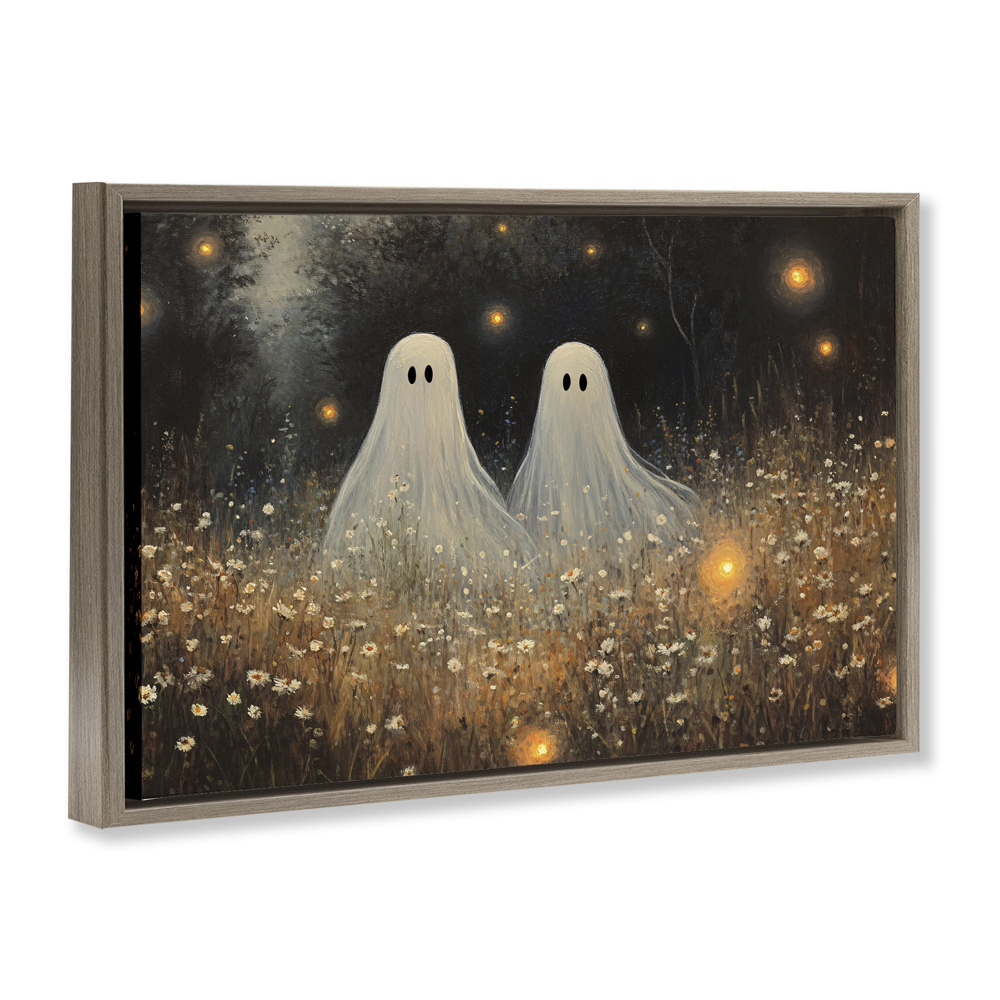Stupell Industries Ethereal Ghost Twins Brown Framed Floater Canvas Wall Art, design by Jacky Ngan