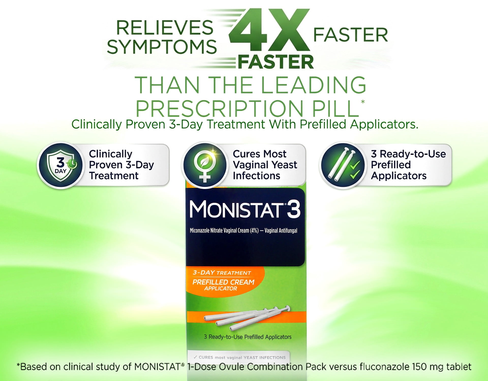 Monistat 3 Vaginal Antifungal Cream, Prefilled Applicators - 3 Ea