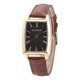 thumbnail image 1 of Reloj de pulsera con correa de cuero PU de cuarzo con esfera cuadrada de negocios de moda (correa marrón y esfera negra), 1 of 4