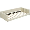 thumbnail image 5 of Modern Convertible Daybed with Upholstered Platform, PU Leather Queen & Twin XL Sofa Bed with Detachable Safety Rails, 5 of 10