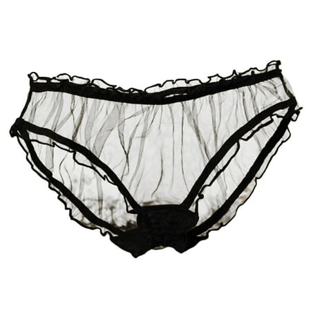 

Women s Transparent Brief Girls Lady Ruffle Edge Mesh Temptation Underpants Underwear black