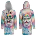 thumbnail image 3 of Hippie Persian Portrait Watercolor Tie-Dye Vintage Styles All Over Print 3D Hooded Duffle Toggle Coat Cat Lover Kitten Owner Gifts - 00014, 3 of 6
