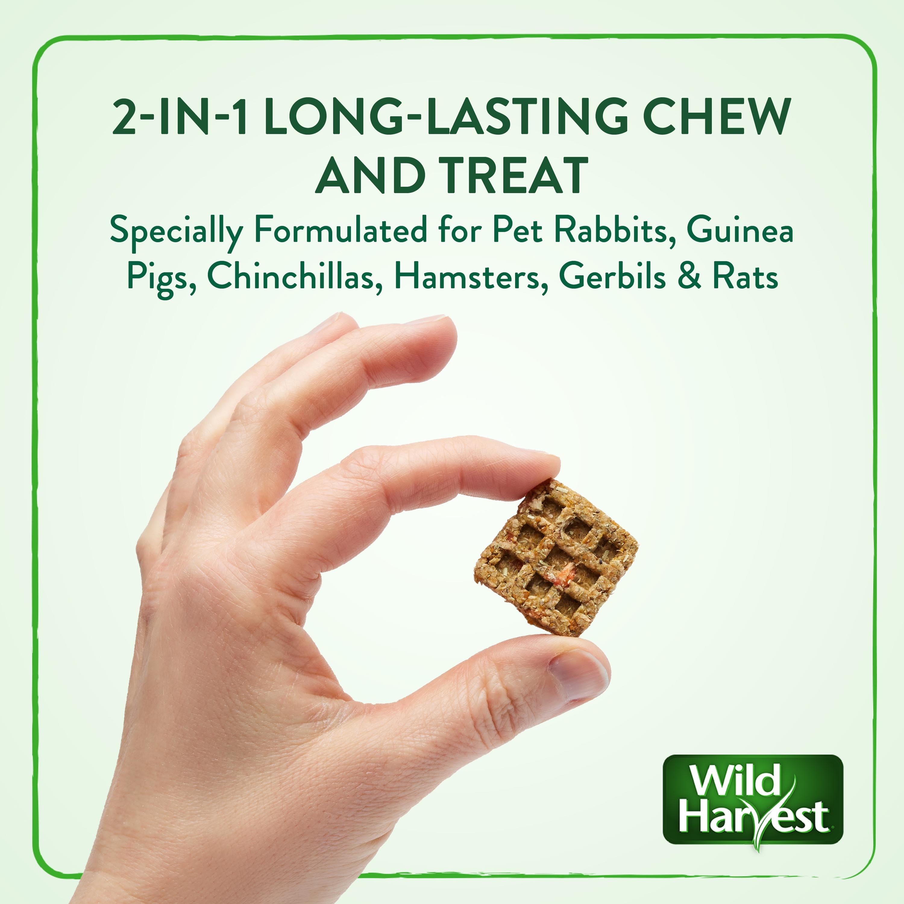 (4 pack) Wild Harvest Bake Shop Waffles for Small Animals, 2-in-1 Edible Long-Lasting Chew and Treat, 2 oz