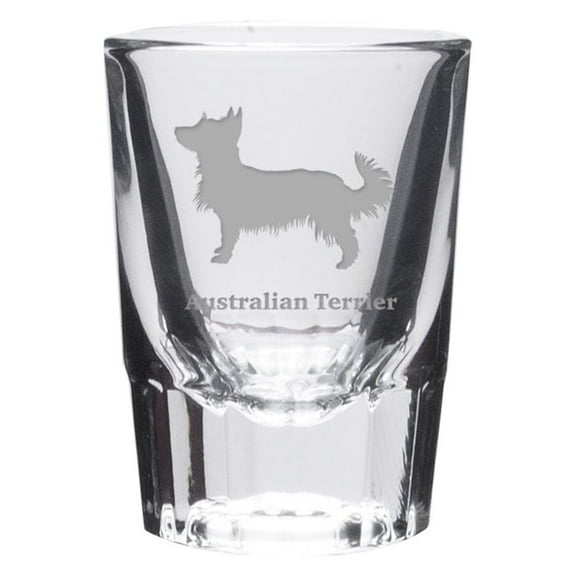 Australian Terrier Deep Etched Shot Glass