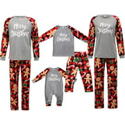 Matching Family Christmas Pajamas Set Family Christmas Pjs Matching Sets Gingerbread Man Printed Top and Pants Sleepwear Sets