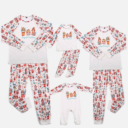 

Blueek New Cute Fashion Christmas Print Family European and American Pajamas Parent-Child Suit Dad
