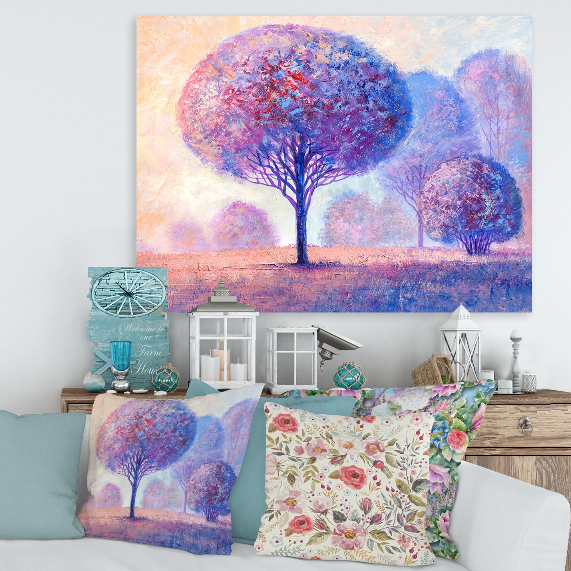 Designart ' Colourful Trees Abtract Impression II ' Traditional Canvas Wall Art Print