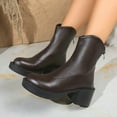thumbnail image 5 of Brown Female Short Boots With Chunky Heel Supportive Arch For Walking And Standing In Comfort All Day, 5 of 7