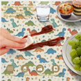 thumbnail image 6 of Dinosaur and Flower Beige Pattern Round Tablecloth 60"x60", Wrinkle Resistant Wipeable Table Cover for Kitchen Dining Room Picnic Patio and Party, 6 of 6
