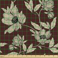 thumbnail image 2 of Ambesonne Floral Fabric by the Yard Upholstery, Vintage Poppy Blooms Art, 10 Yards, Grey Yellow Burgundy, 2 of 5