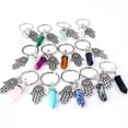 thumbnail image 5 of HOOUN Evil Eye Fatima Hamsa Hand Crystal Hexagon Pillar Key Ring Palm Keychain Pendant-Labradorite, 5 of 5