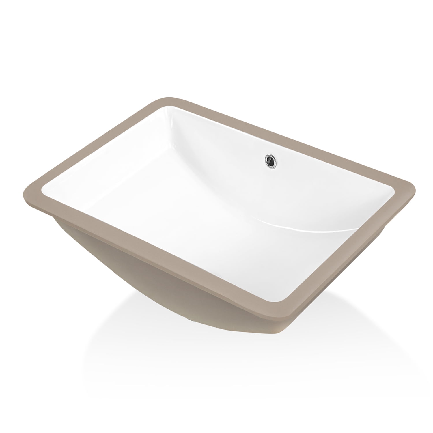 Sinber 21 Inches Undermount Rectangular Bathroom Sink with Overflow Ceramic White Finish C1312-OL