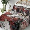 thumbnail image 3 of Ambesonne Music Fitted & Top Sheet Set with Shams, Grunge Jazz Musician, Red Black White, 3 of 5