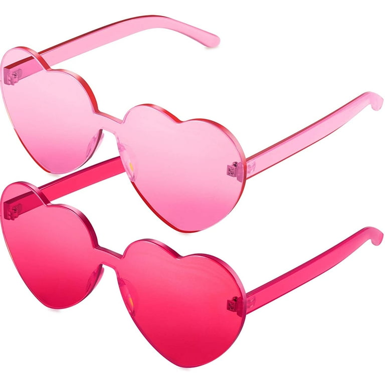 Kabuer Pink Heart Shape Love Glasses Rimless Decoration Sunglasses Transparent Candy Color Frame Less Glasses, Women's, Size: One Size