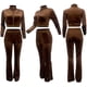 thumbnail image 5 of Conjunto informal de 2 piezas para mujer, chándales, pantalones acampanados de cintura alta, conjuntos de entrenamiento con bolsillos Fokelyi WMZL-2183-2, 5 of 6