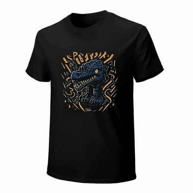 Fun Dinosaur Pattern T-shirt Cartoon T-shirt Black Short Sleeve For Kid
