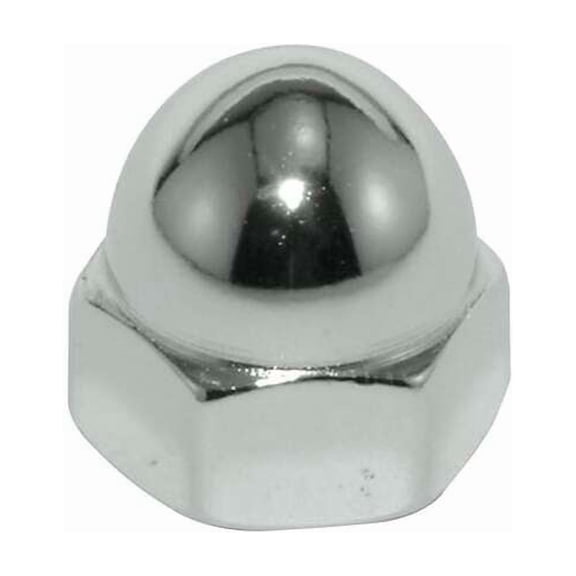 Low Crown Cap Nut, #10-32, Steel, Plain, 13/32 in H, 10 PK