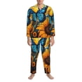 thumbnail image 3 of Salouo Colorful Cloud Butterfly Sunflower Print Button-Front Long Sleeve Pajama Set for Men, Soft 2Pjs Men's Long Sleeve Sleepwear-Large, 3 of 7