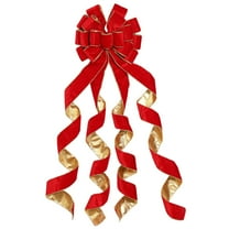 MOQIN Christmas Tree Topper Bow with Streamers,12x37 Inches Large Toppers Bow for Xmas Home Decor, Polyester Decorative Bow for Xmas Tree Christmas Decoration (Red,Blue)