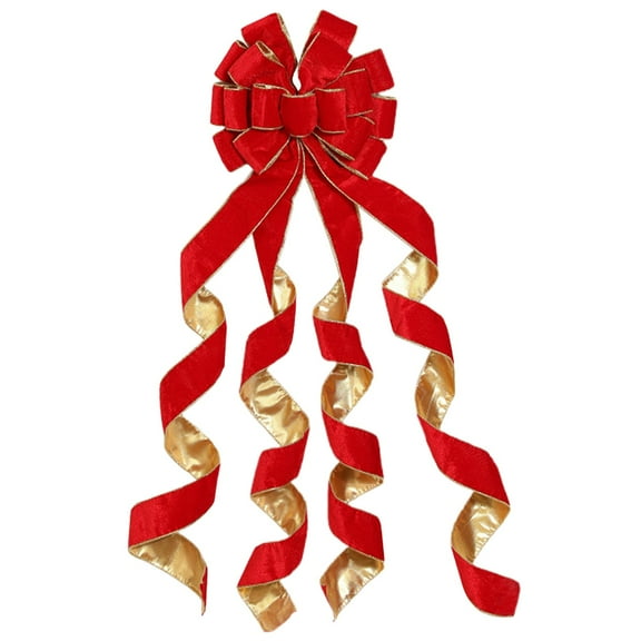 MOQIN Christmas Tree Topper Bow with Streamers,12x37 Inches Large Toppers Bow for Xmas Home Decor, Polyester Decorative Bow for Xmas Tree Christmas Decoration (Red,Blue)