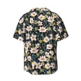 thumbnail image 2 of Vsdgher Flowers Print Men's Wrinkle Free Untucked Cuban Shirt Business Casual Button Down Shirts Short Sleeve Shirt, 2 of 7