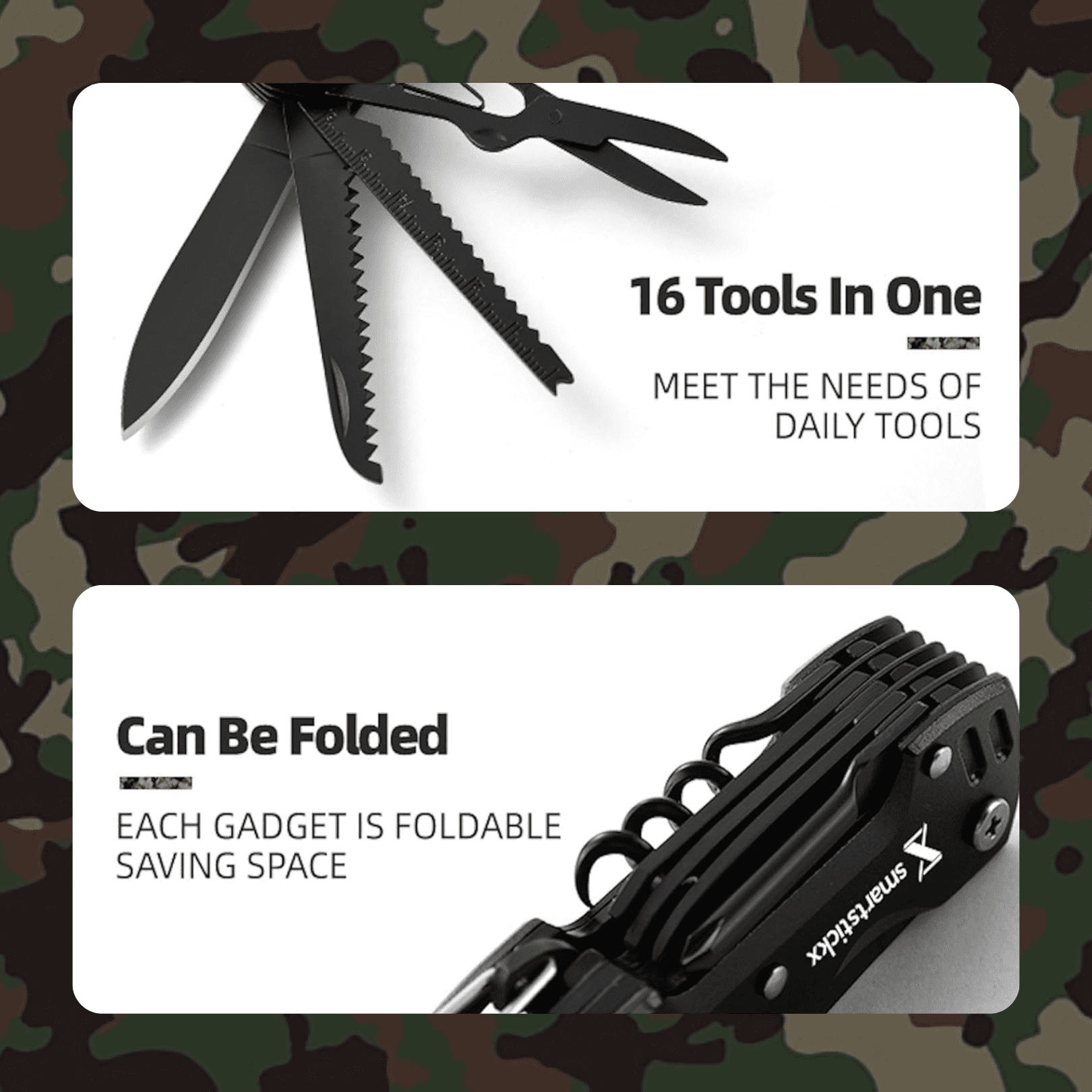 Survival Hunting Knife - 16 in 1 - Black