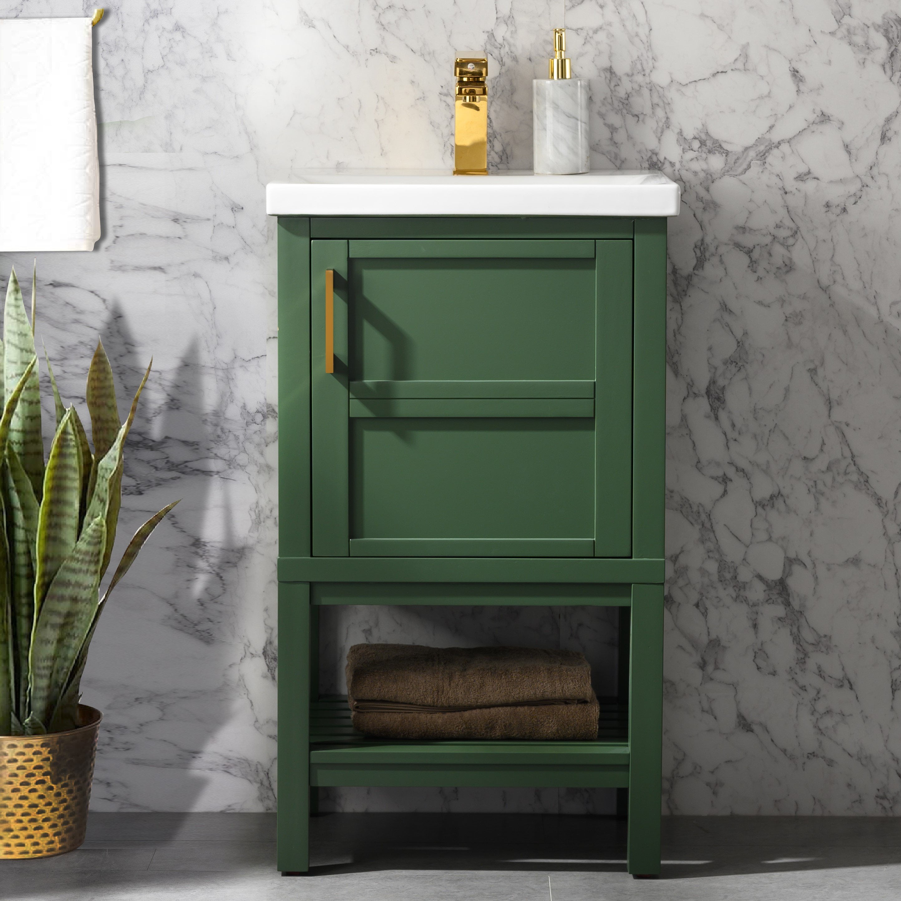 Bailey 20" Single Bathroom Vanity with Porcelain Top Green