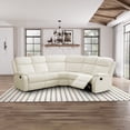 thumbnail image 4 of Flannel Recliner Sectional Sofa,Manual Reclining Sectional Couch,Off-White Living Room Furniture Set,5 Seats Recliner Couch for Home Office Apartment Bedroom, 4 of 6