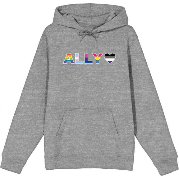 Pride Ally Pride Flag Colors Adult Heather Gray Long Sleeve Hoodie-Medium