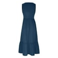 thumbnail image 4 of Prolriy Robes Printemps Été pour Femmes 2025 Robe d'Été Décontractée Sans Manches Col Rond Robe Ample Fluide à Étages Maxi Robe de Plage avec Poches Robes d'Été pour Femmes, Robes pour Femmes Marine G, 4 of 4