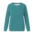 thumbnail image 3 of qucoqpe Womens Casual Long Sleeve Sweatshirt Crew Neck Cute Pullover Solid Color Loose Fit Tops, 3 of 5