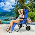 thumbnail image 3 of FICISOG Folding Beach Chair for Women, 2 in 1 Beach Chair Wagon Cart Combo with Heavy Wheels Outdoor, Foldable Chaise Lounge Camping Chair for Beach, Backyard, Pool or Camp, 3 of 10