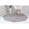 thumbnail image 4 of Unique Loom 3151523 5 x 5 ft. Geometric Trellis Frieze Octagon Rug, Light Gray, 4 of 15