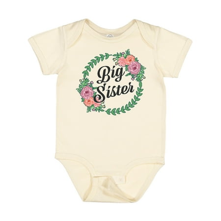 

Inktastic Big Sister with Flower Circle Gift Baby Girl Bodysuit