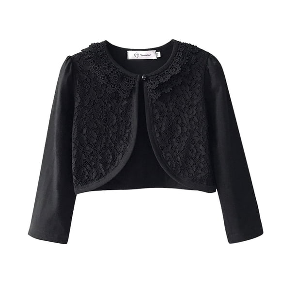 2025 Hauts en Dentelle T-Shirt pour Enfants Fillette Tout-Petit Petit Cardigan Boléro Chandails à Col Montant pour Fille Princesse Vêtements pour Bébé Filles Chandails à Manches Longues Juniors Hauts pour Filles
