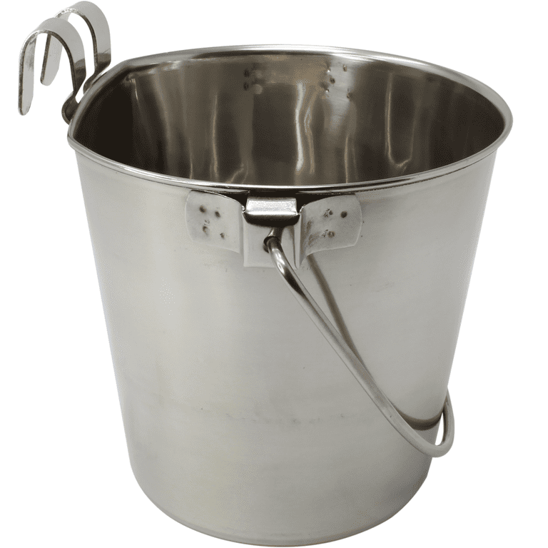 Stainless Steel Flat Sided Pail, bucket with handle and hook(s