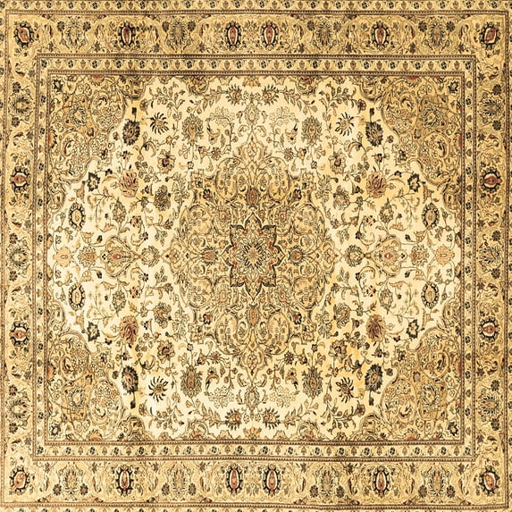 Ahgly Company Indoor Square Medallion Brown Traditional Area Rugs, 7' Square