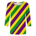 thumbnail image 5 of Mardi Gras Shirt Women Plus Size Cute Graphic Crew Neck Funny Tee Tops Casual Trendy 3/4 Sleeve Party Carnival Pullover Holiday New-Orleans Tunic Shirts, 5 of 6