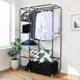 thumbnail image 2 of GZXS Portable Closet for Hanging Clothes, Wardrobe with Cover, Freestanding Clothing Organizer with Hanging Rod and Side Pockets for Bedroom, Easy Assembly, Black, 2 of 10