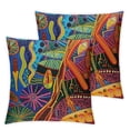 thumbnail image 2 of QZHH Throw Pillow Covers Home Decor Pillow Cases Decorative Outdoor Cushion Couch Sofa Pillowcases Colorful Boho Circle Doodle Ethnic Leaf,2 pcs White, 2 of 6