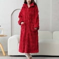 thumbnail image 1 of Wancir Robe Winter Bathrobe Women Loose Loungewear Sweet Tender Robe Fleece Coral Warm Robes Pink Grey, 1 of 9