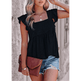 thumbnail image 7 of Gdvsclr Women'S Casual Square Neck Ruffle Cap Sleeve Peplum Babydoll Blouse Tank Top Black L, 7 of 7