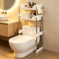 thumbnail image 4 of Multi-Layer Toilet Storage Rack - No Drill Bathroom Organizer, Metal Shelf for Toiletries, Clean & Tidy Space Above Toilet, Sturdy & Waterproof, Ideal for Towels, Shampoo, Plants White A, 4 of 6